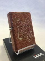 画像: No.200 レザーシリーズZIPPO 牛革巻き ブラウン 3面 鳳凰 z-744