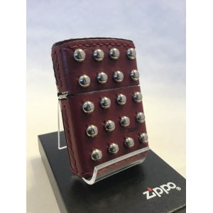 画像: No.200 レザーシリーズZIPPO 牛革巻き　レッド　両面ビス付 210