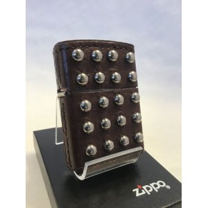 画像: No.200 レザーシリーズZIPPO 牛革巻き　ブラウン　両面ビス付き 212