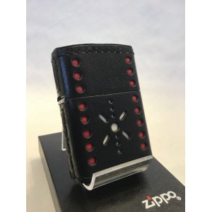 画像: No.200 レザーシリーズZIPPO 牛革巻き　ブラック　ステッチ 203