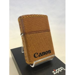 画像: No.200 レザーシリーズZIPPO 革巻き ピックスキン(金茶) Ｃanon キャノン z-874