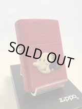 画像: No.200 レザーシリーズ OLIVE ZIPPO 牛革巻き オリーブ エンブレム付き レッド z-1410