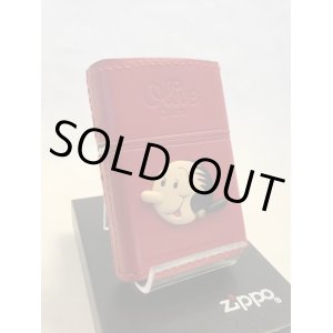 画像: No.200 レザーシリーズ OLIVE ZIPPO 牛革巻き オリーブ エンブレム付き レッド z-1410