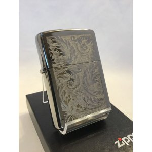 画像: No.150 PVDシリーズZIPPO ブラックアイス コレクションリーフ z-810