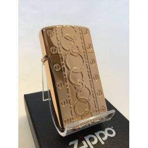 画像: No.1600 スリムタイプZIPPO ピンクゴールド 両面リング&スクリュー z-655