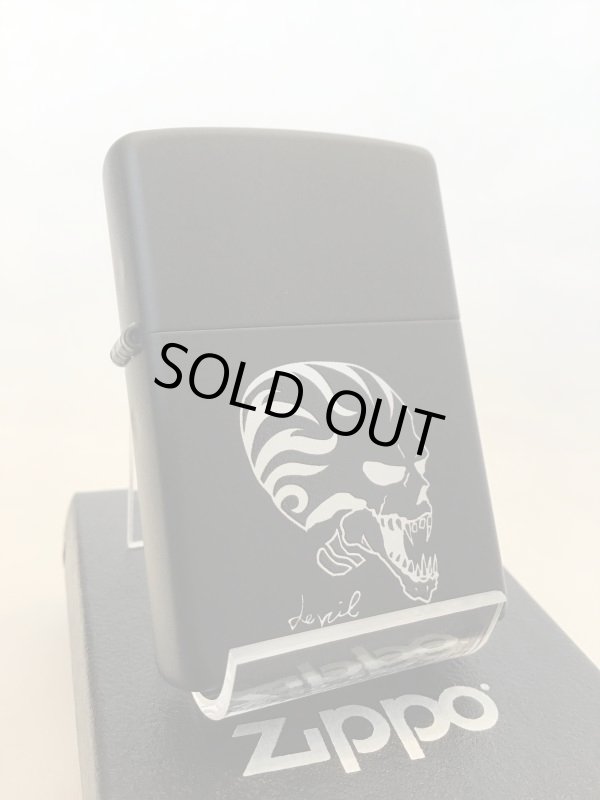 画像1: No.218 推奨品ZIPPO ブラックマット SKULL スカル z-3706
