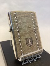 画像: No.200 推奨品ZIPPO レザー調ラインストーン アイボリー z-4645