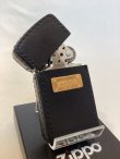 画像2: No.1610 レザーシリーズZIPPO 牛革 ブラック メタル付き z-4755