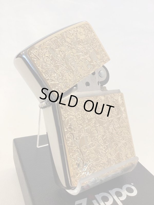画像2: No.200 推奨品ZIPPO アラベスク ゴールドメタルプレート貼り z-4799