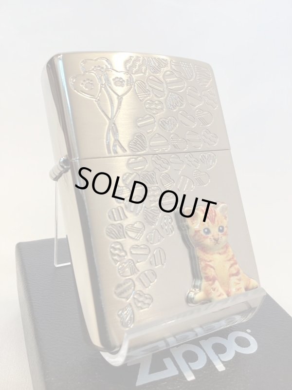 画像1: No.200 ペット&アニマルZIPPO  SILVER SATIN シルバーサテン CAT METAL キャットメタル z-5223