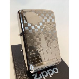 画像: No.200 ペット&アニマルZIPPO ネコと雲と魚  SILVER METAL PLATE シルバーメタルプレート貼り z-5263