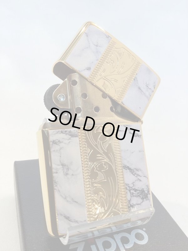 画像3: No.200 推奨品ZIPPO MARBLE WHITE マーブルホワイト GOLD LINE ゴールドライン z-5714