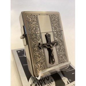 画像: No.1935レプリカモデルZIPPO ANTIQUE SILVER アンティークシルバー キリスト十字架クロスメタル貼り z-5776