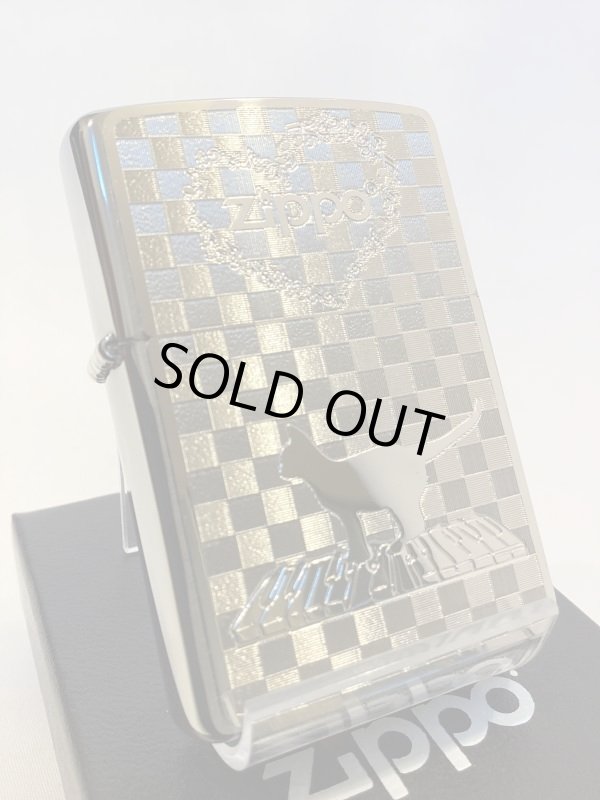 画像1: No.200 ペット&アニマルZIPPO ネコと音符 SILVER METAL PLATE シルバープレート z-5881