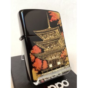 画像: No.200 ヴィンテージZIPPO 2001年製 本金蒔絵 清水寺・三重塔 z-5900