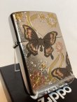 画像1: No.200 推奨品ZIPPO BRUSHED CHROME ブラッシュクローム 電鋳板プレート 蝶 z-6027