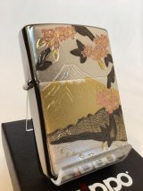 画像: No.200 推奨品ZIPPO BRUSHED CHROME ブラッシュクローム 電鋳板プレート 富士桜 z-6056