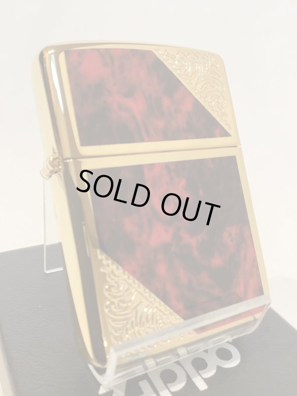 画像1: No.162 ARMOR ZIPPO GOLD&MARBLE RED アーマー ゴールド&マーブルレッド z-6088