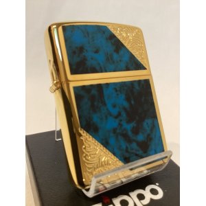 画像: No.162 ARMOR ZIPPO GOLD&MARBLE BLUE アーマー ゴールド&マーブルブルー z-6089