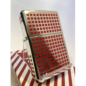 画像: No.230 ヴィンテージZIPPO 2003年製 FLAT TOP フラットトップ 5面チェッカー RED レッド z-6189