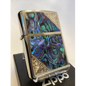 画像: No.200 推奨品ZIPPO BRUSHED CHROME ブラッシュクローム 天然シェル シルバープレート貼り z-6210