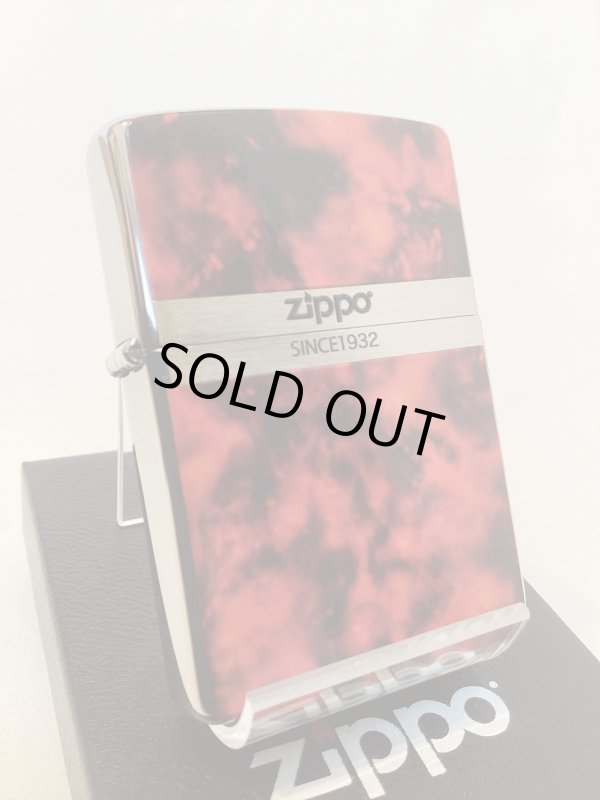 画像1: No.200 推奨品ZIPPO BRUSHED CHROME ブラッシュクローム マーブル調 RED COLOR レッドカラー z-6328