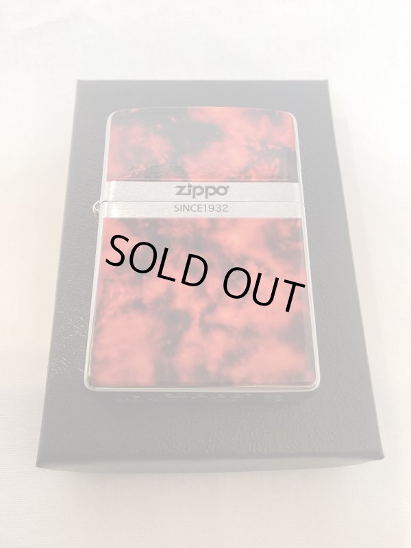 画像5: No.200 推奨品ZIPPO BRUSHED CHROME ブラッシュクローム マーブル調 RED COLOR レッドカラー z-6328