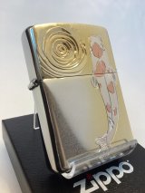 画像: No.200 推奨品ZIPPO BRUSHED CHROME ブラッシュクローム 電鋳板プレート 渦紋と錦鯉 z-6495