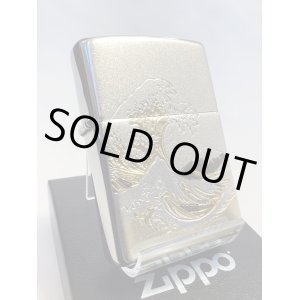 画像: No.200 推奨品ZIPPO BRUSHED CHROME ブラッシュクローム 波と富士 電鋳板プレート貼り z-6568