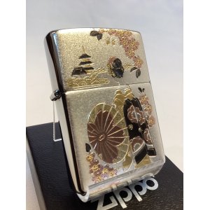 画像: No.200 推奨品ZIPPO BRUSHED CHROME ブラッシュクローム 舞妓 電鋳板プレート z-6572