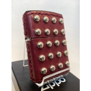 画像: No.200 レザーシリーズZIPPO 牛革巻き RED レッド 両面ビス付き z-6627