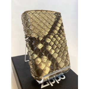 画像: No.200 レザーシリーズZIPPO WHITH PYTHON ホワイトパイソン(A) 手縫い z-6665