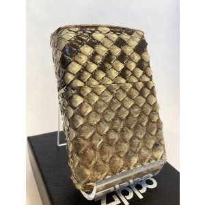 画像: No.200 レザーシリーズZIPPO WHITH PYTHON ホワイトパイソン(B) 手縫い z-6666