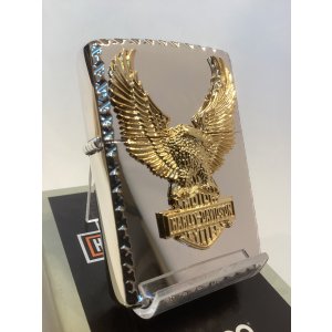 画像: No.200 HARLAY DIVIDSON ZIPPO ハーレー・ダビッドソン SILVER MIRROR シルバーミラー GOLD BIG EAGLE METAL ゴールドビッグイーグルメタル z-6776