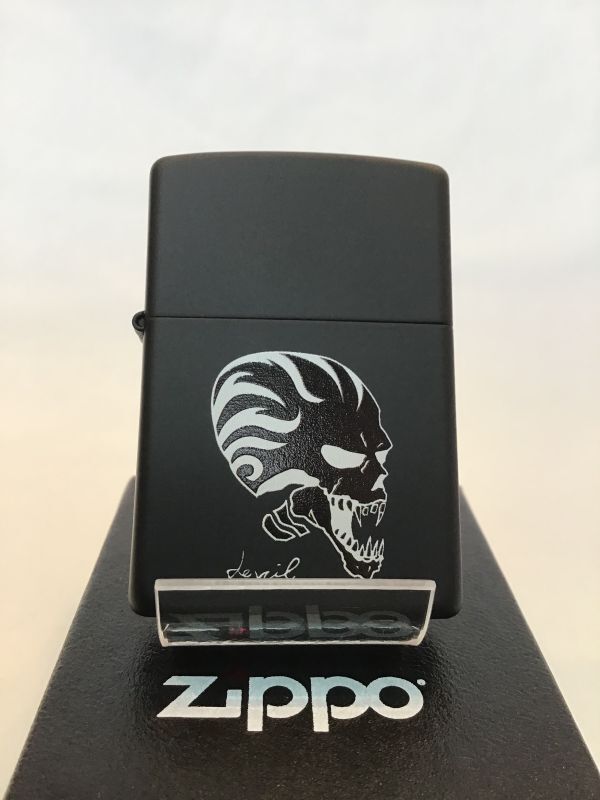 画像2: No.218 推奨品ZIPPO ブラックマット SKULL スカル z-3706