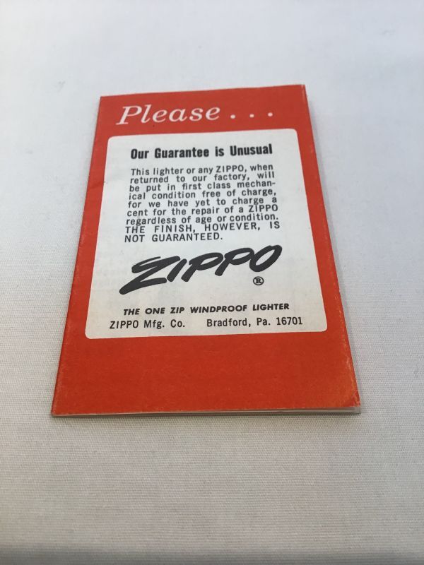 ZIPPO GOODS ZIPPO GUARANTEE CARD ギャランティカード 1960年代製 旧