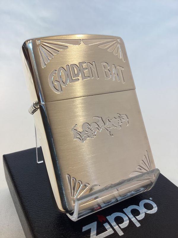 No.200 たばこ柄ZIPPO シルバーサテン「GOLDEN BAT」ゴールデンバット