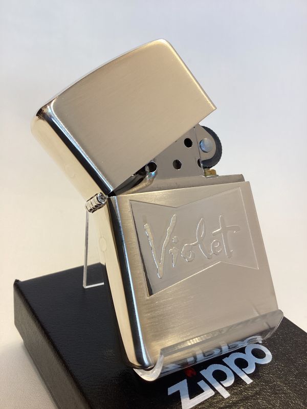 画像2: No.200 たばこ柄ZIPPO SILVER SATIN シルバーサテン VIOLET バイオレット z-5010