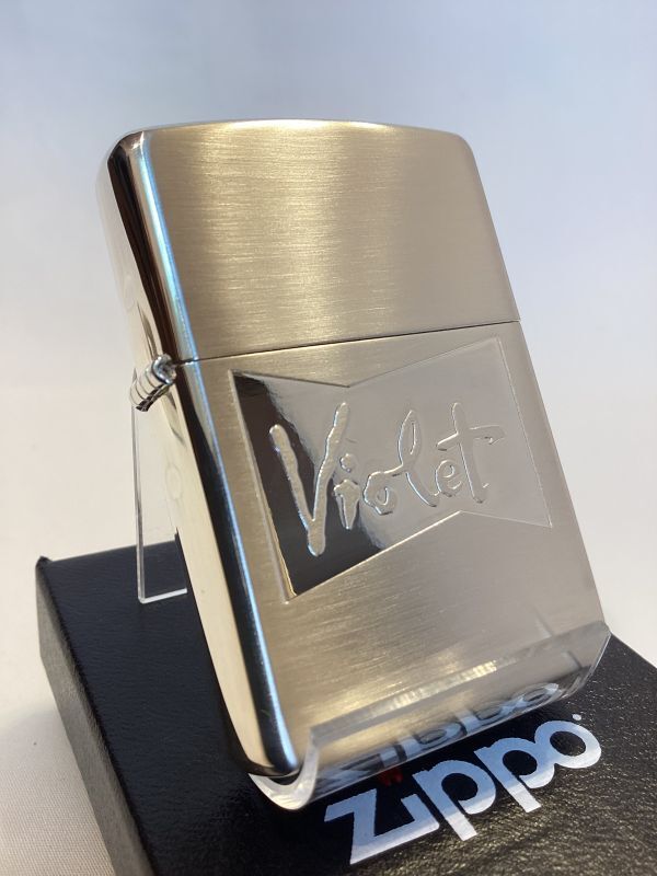 画像1: No.200 たばこ柄ZIPPO SILVER SATIN シルバーサテン VIOLET バイオレット z-5010