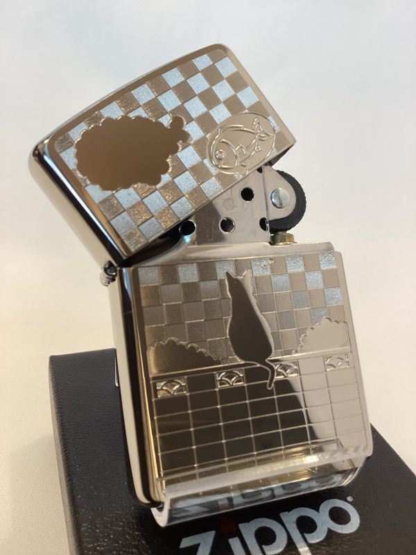 画像2: No.200 ペット&アニマルZIPPO ネコと雲と魚  SILVER METAL PLATE シルバーメタルプレート貼り z-5263