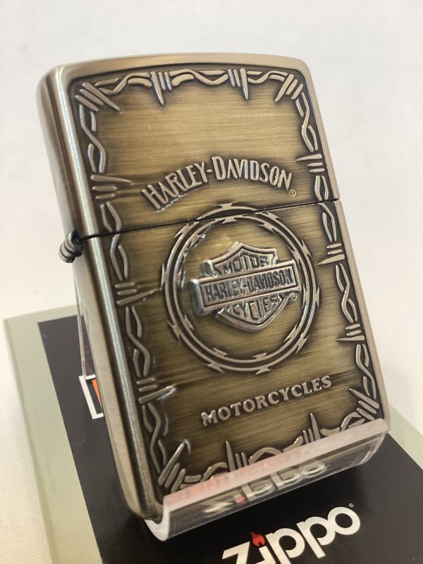 画像1: No.200 HARLEY DAVIDSON ZIPPO ハーレー・ダビッドソン ニッケル&ブラスアンティーク バー&シールドメタル z-5876