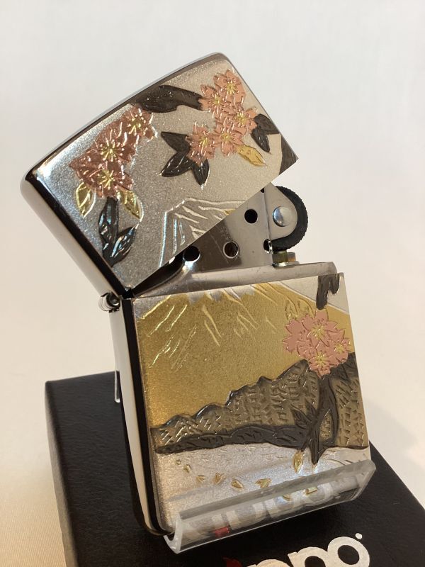 画像2: No.200 推奨品ZIPPO BRUSHED CHROME ブラッシュクローム 電鋳板プレート 富士桜 z-6056