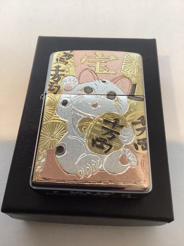 画像5: No.200 推奨品ZIPPO BRUSHED CHROME ブラッシュクローム 電鋳板プレート 招き猫 z-6071