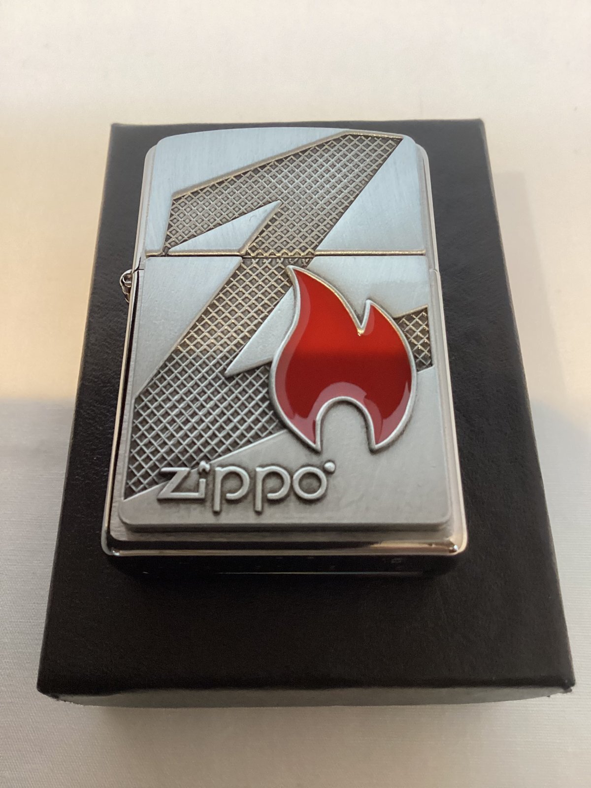 画像5: No.200 推奨品ZIPPO BRUSHED CHROME ブラッシュクローム FLAME PLAT フレームプレート z-6124