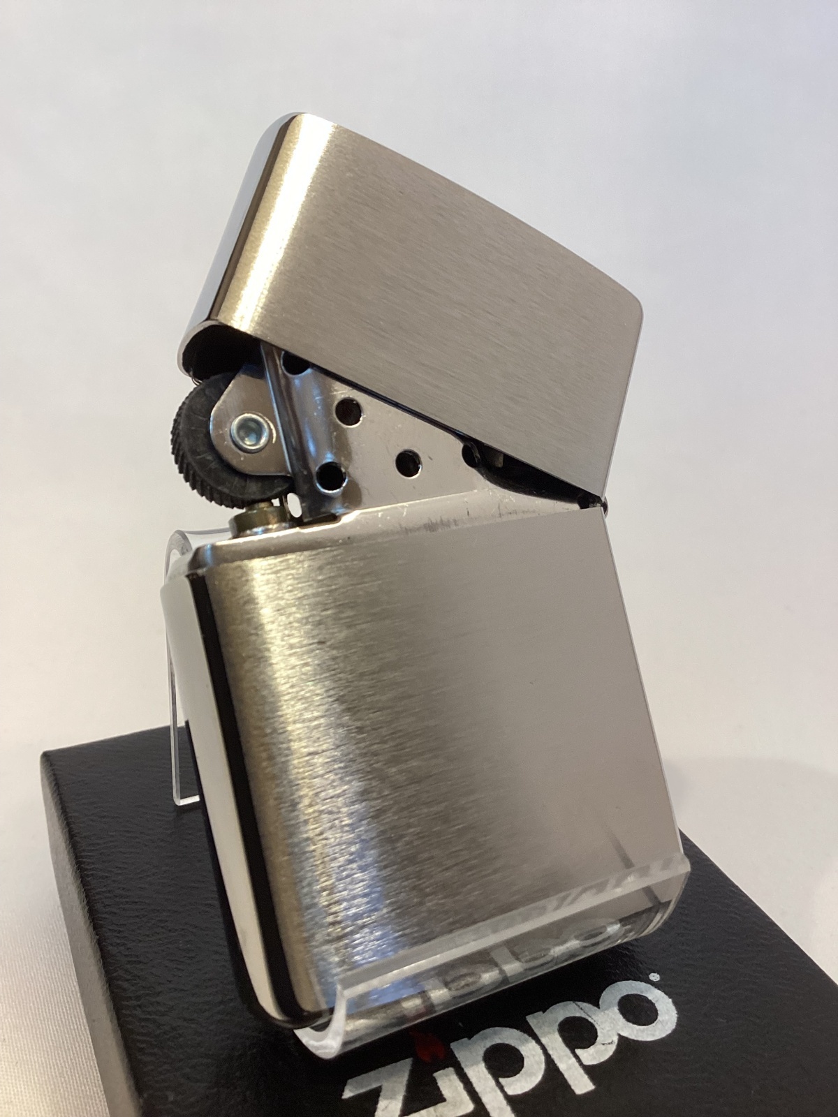 画像3: No.200 推奨品ZIPPO BRUSHED CHROME ブラッシュクローム 天然WOOD プレート貼り z-6162