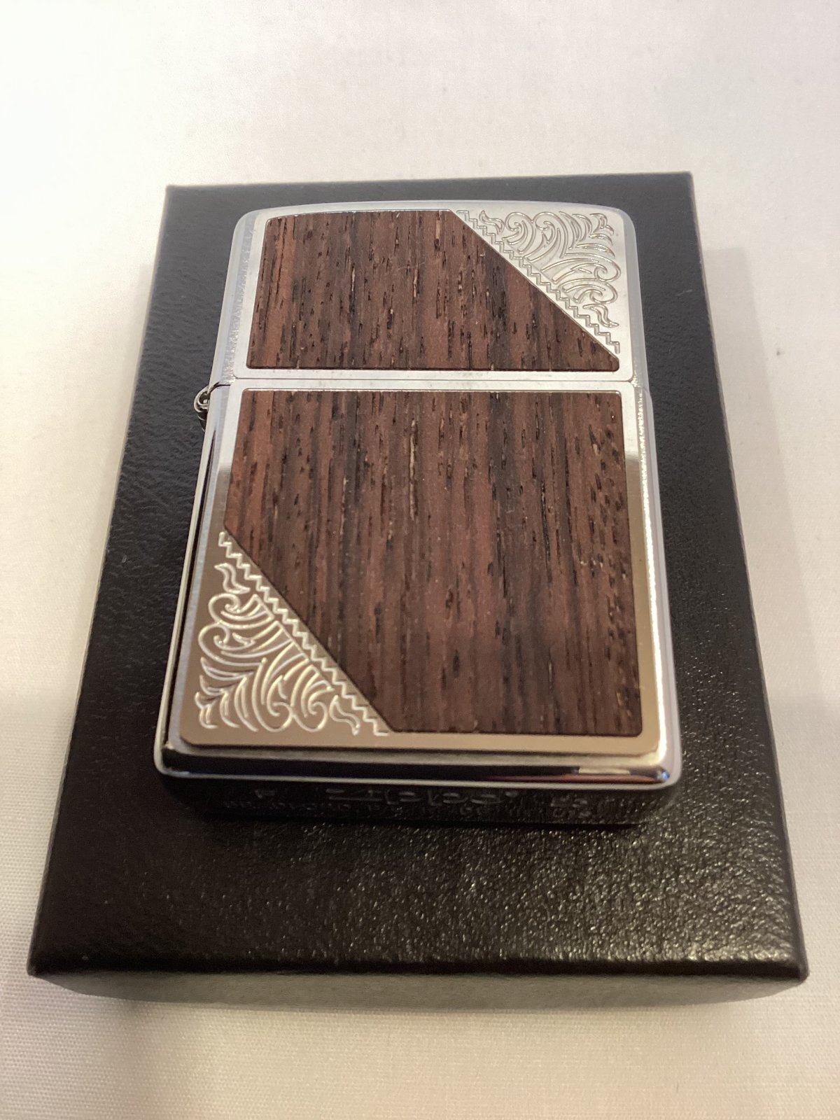 画像5: No.200 推奨品ZIPPO BRUSHED CHROME ブラッシュクローム 天然WOOD プレート貼り z-6162