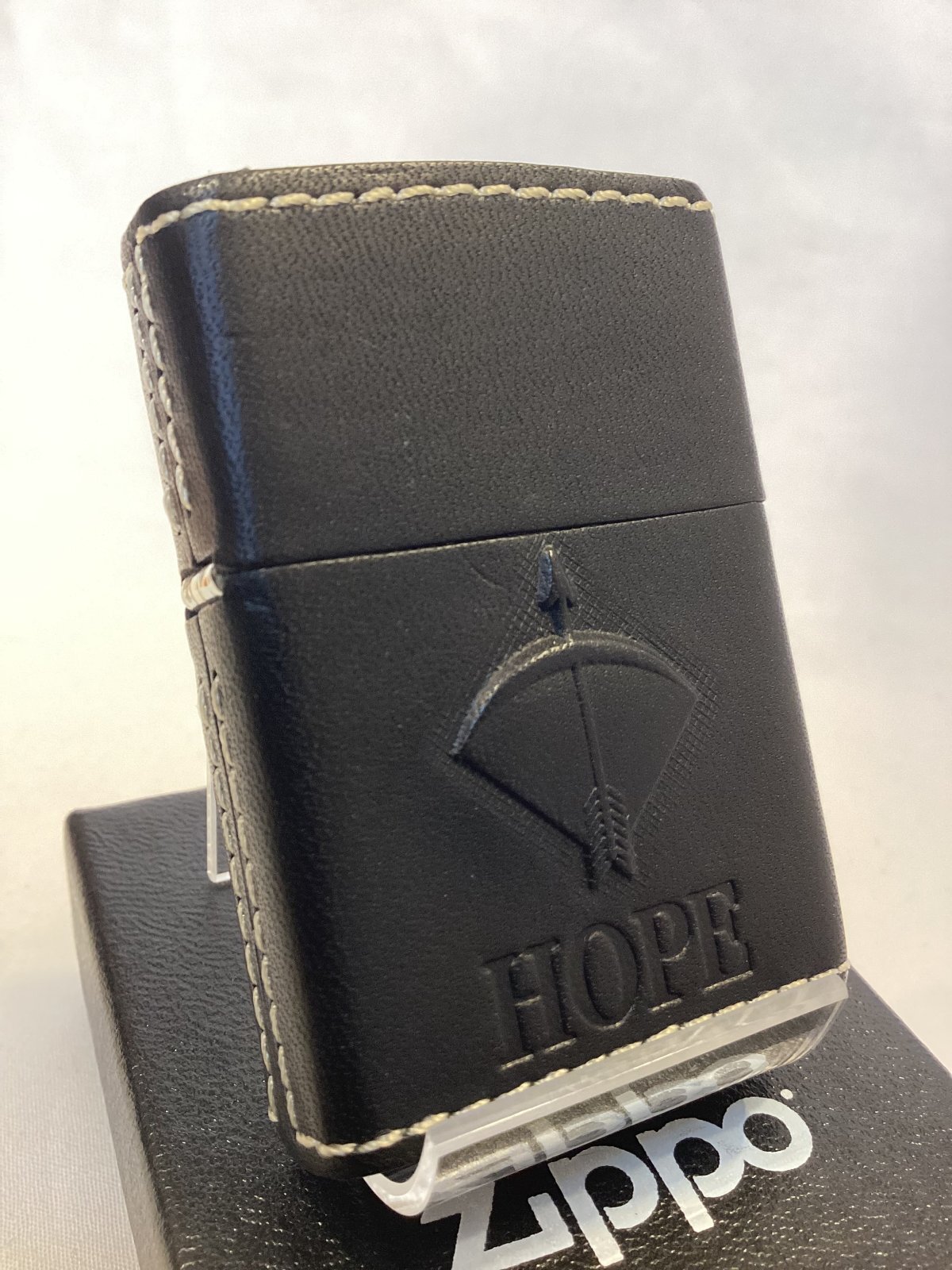 画像1: No.200 たばこ柄ZIPPO SHORT HOPE ショートホープ BLACK LEATHER ブラックレザー z-6270