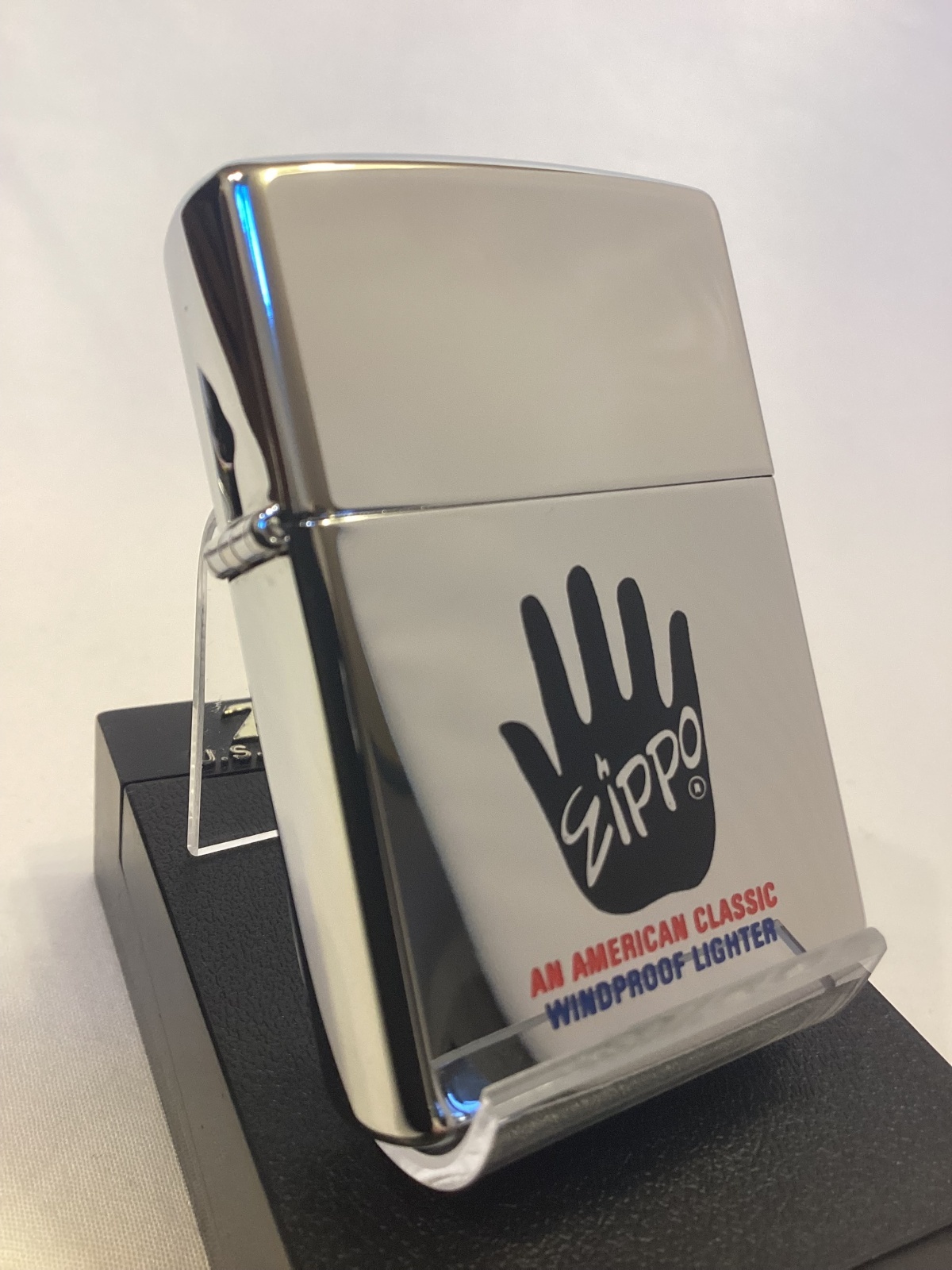 画像1: No.250 ヴィンテージZIPPO 1991年製 HIGH POLISH CHROME ハイポリッシュクローム  BLACK HAND ブラックハンド z-6302