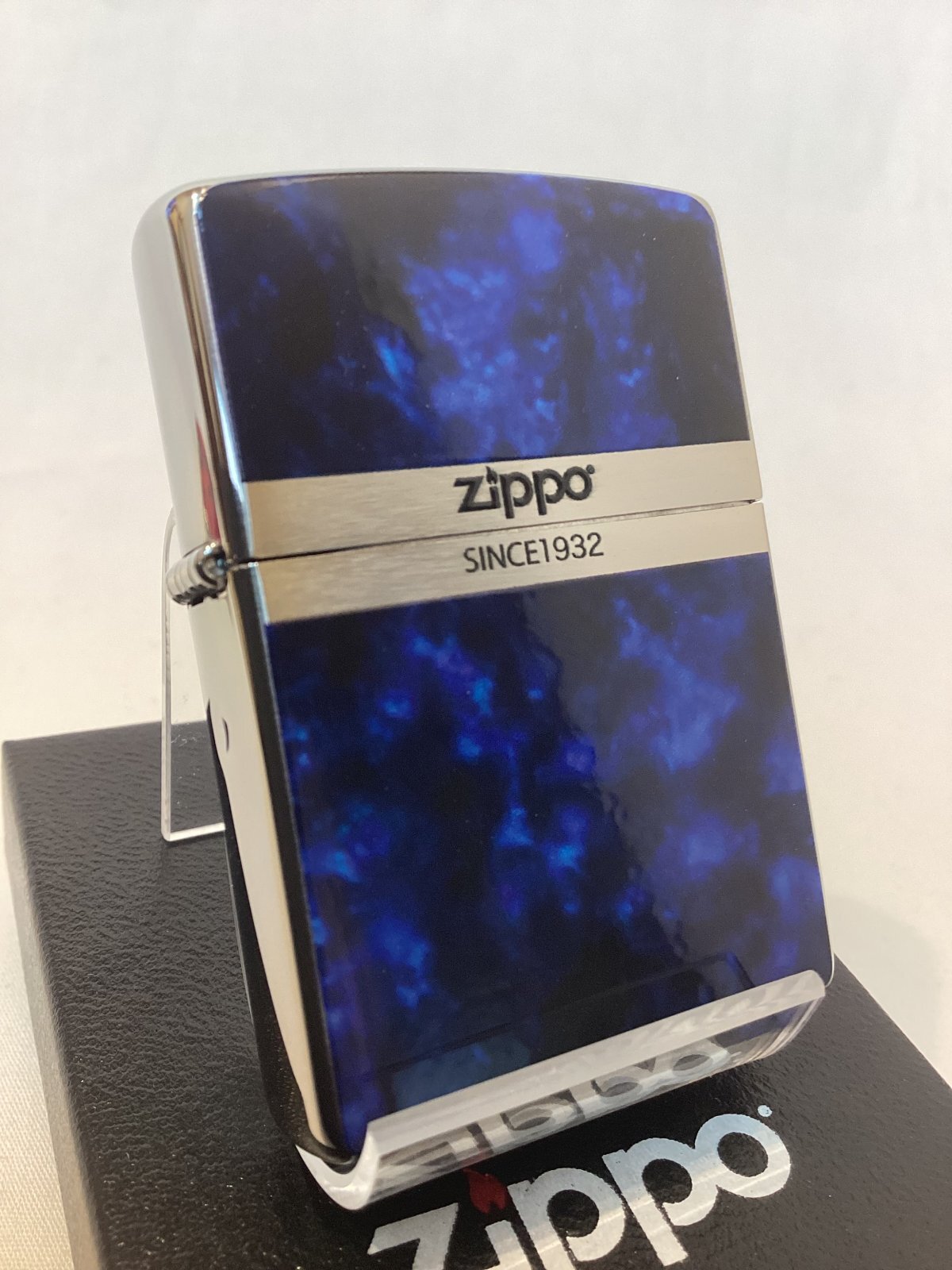 画像1: No.200 推奨品ZIPPO BRUSHED CHROME ブラッシュクローム マーブル調 BLUE COLOR ブルーカラー z-6330