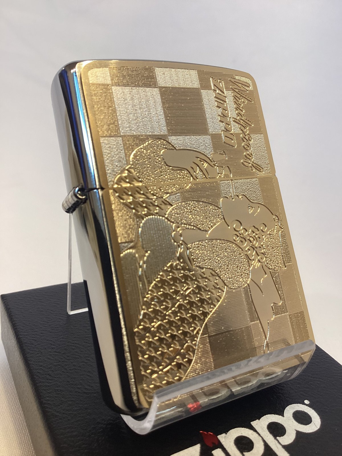 画像1: No.200 ウィンディZIPPO BRUSHED CHROME ブラッシュクローム GOLD METAL PLATE ゴールドメタルプレート WINDY ウィンディ z-6413